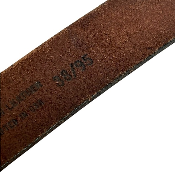 Dockers Full Grain Leather Dark Brown Classic Belt Brass Buckle Made In Italy - Picture 6 of 8